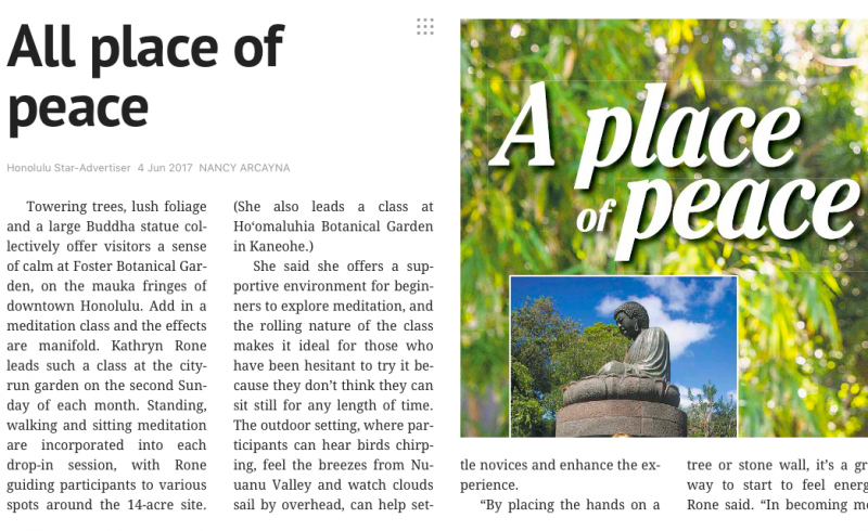 Kathryn taught Meditation at Ho'omaluhia and Foster Botanical Gardens 2017-2018